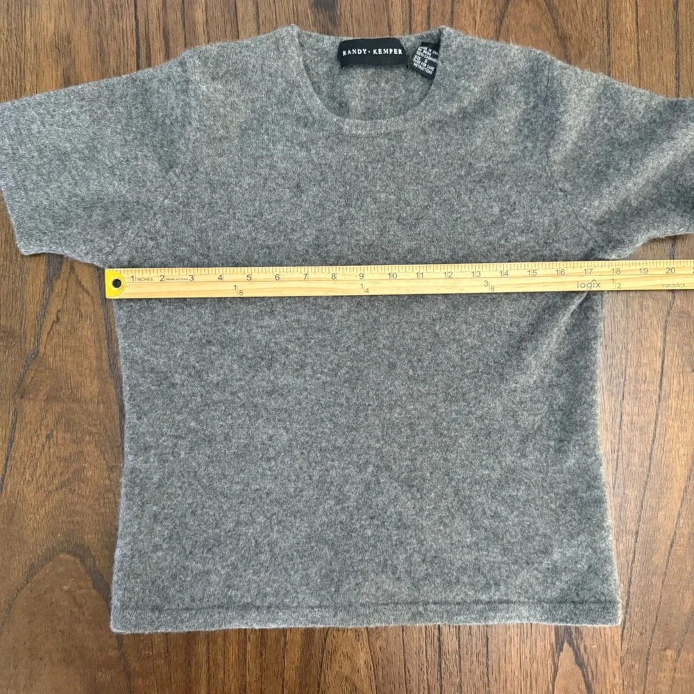 Randy Kemper Womens Gray 100% Cashmere Short Sleeve Crew Neck Sweater Size S